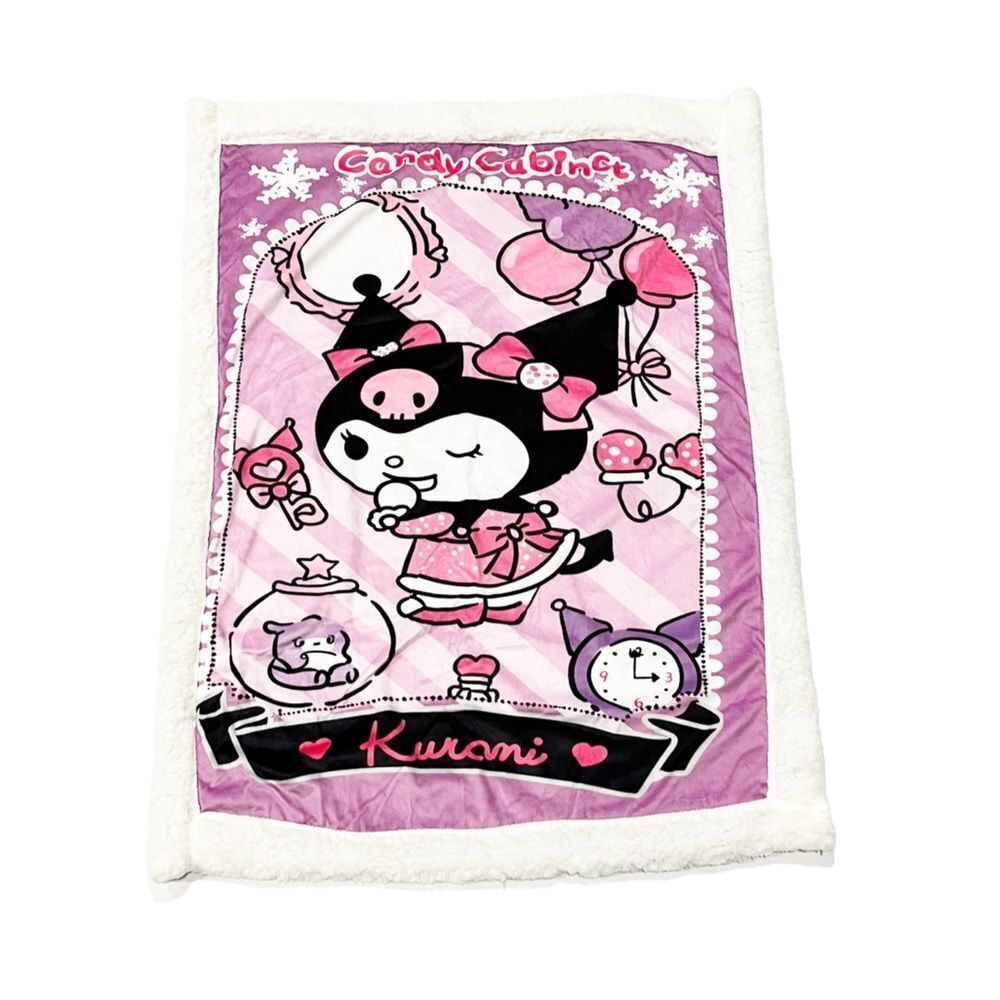 Sanrio Kuromi Pink Cream Small Sherpa, Minky Blanket Throw